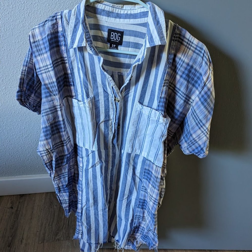 Urban Outfitters Small Patchwork short sleeve button down